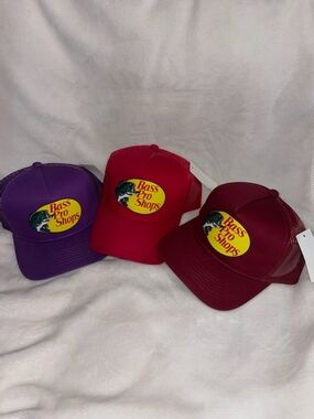 Bass Pro Shops Trucker Hat Set in Purple, Red, Burgundy